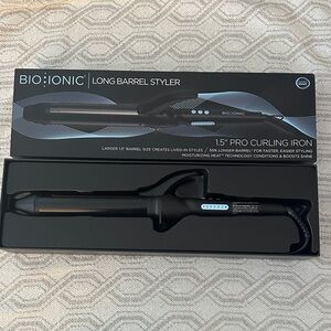 Bio Ionic Black Long Barrel Styler Curling Iron 1.5